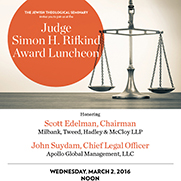 JTS to Honor Scott A. Edelman and John J. Suydam with Judge Rifkind Award