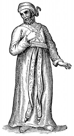 Barefoot Levite, from Charlotte M. Yonge, Religion in the Home: Illuminated Bible Stories for Young and Old Written in Simple Language (1913), illustrated by the German painter Julius Schnorr von Karolsfeld (1794-1872).