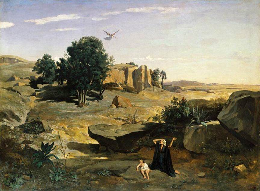Camille Corot (French, 1796–1875), Hagar in the Wilderness, 1835. Oil on canvas. The Metropolitan Museum of Art, New York, Rogers Fund, 1938 (38.64). Image: The Metropolitan Museum of Art, Public Domain. Collection record